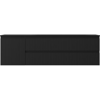 Mexen Rivel koupelnová skříňka 160 cm s umyvadlem Vela pravá, 2S, 1D, drážkovaná, matná černá - 91A23-16047-3-BBFFF71-W23P71