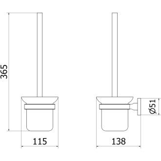 Toaletní kartáč Mexen Remo, kartáčovaná měď - 7050750-65