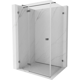 Mexen Lunar T sprchovací kút s ľavým výklopným uchytením 100 x 80 cm, priehľadný, kartáčovaná pištoľ gray - 834T-100-080-66-00-L