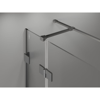 Mexen Lunar T sprchový kout s levým výklopným uzávěrem 100 x 80 cm, průhledný, stříbrná metalíza - 834T-100-080-95-00-L