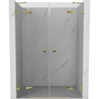 Sprchové dvere Mexen Lunar Duo s otočnými dverami 140 cm, priehľadné, zlaté - 834D-140-000-50-00