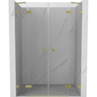 Sprchové dvere Mexen Lunar Duo s otočnými dverami 160 cm, priehľadné, kartáčované zlato - 834D-160-000-55-00