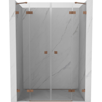 Sprchové dvere Mexen Lunar Duo s otočnými dverami 180 cm, priehľadné, kartáčovaná meď - 834D-180-000-65-00