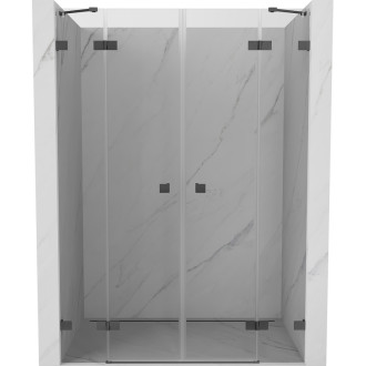 Sprchové dvere Mexen Lunar Duo s otočnými dverami 160 cm, priehľadné, kartáčovaná pištoľovo sivá - 834D-160-000-66-00