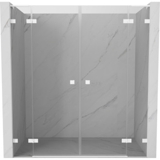 Mexen Lunar L Duo sprchové dvere s otočnými dverami 190 cm, priehľadné, biele - 834DL-190-000-20-00