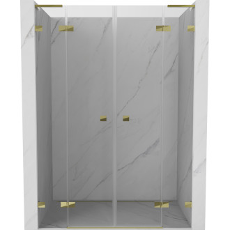 Sprchové dvere Mexen Lunar L Duo s otočnými dverami 140 cm, priehľadné, zlaté - 834DL-140-000-50-00