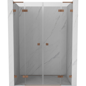 Sprchové dvere Mexen Lunar L Duo s otočnými dverami 160 cm, priehľadné, kartáčovaná meď - 834DL-160-000-65-00