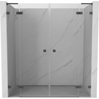 Sprchové dvere Mexen Lunar L Duo s otočnými dverami 190 cm, priehľadné, kartáčovaná pištoľovo sivá - 834DL-190-000-66-00