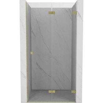 Sprchové dvere Mexen Lunar-F pravé skladacie 50 cm, priehľadné, kartáčované zlato - 836-050-000-55-00-P