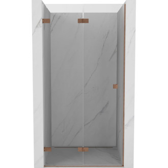Sprchové dvere Mexen Lunar-F ľavé skladacie 50 cm, priehľadné, kartáčovaná meď - 836-050-000-65-00-L