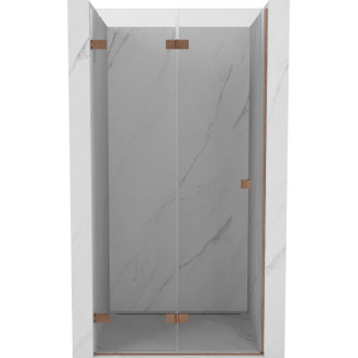 Sprchové dvere Mexen Lunar-F ľavé skladacie 55 cm, priehľadné, kartáčovaná meď - 836-055-000-65-00-L