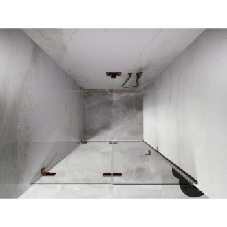 Sprchové dveře Mexen Lunar-F levé skládací 55 cm, průhledné, kartáčovaná měď - 836-055-000-65-00-L