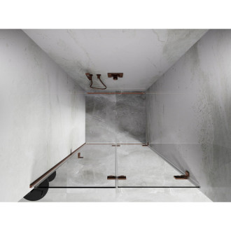 Sprchové dveře Mexen Lunar-F pravé skládací 55 cm, průhledné, kartáčovaná měď - 836-055-000-65-00-P