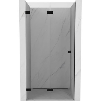 Sprchové dvere Mexen Lunar-F ľavé skladacie 55 cm, priehľadné, čierne - 836-055-000-70-00-L