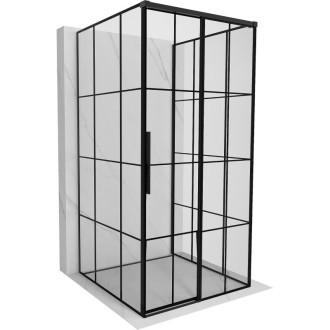 Mexen Rox-3S kabína prysznicowa 3-ścienna rozsuwana prawa 120 x 120 cm, czarna kratka, czarna - 8C2-120-120-70-77-3S-P