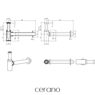 CERANO - Sifón umývadlový - 5/4" - plast - DN40/300mm - chróm