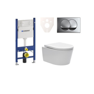 Cenově zvýhodněný závěsný WC set Geberit do lehkých stěn / předstěnová montáž+ WC SAT Brevis SIKOGES7W71