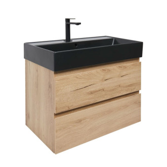 Kúpeľňová skrinka 2 zásuvková s umývadlom SAT B-Way 79x50x45 cm dub mat BWAY280OAKU2B2B