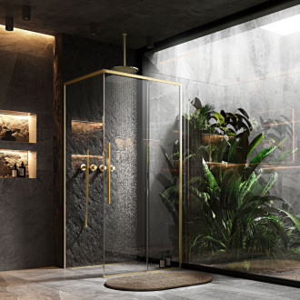 Rea Sprchovací kút REA SOLAR - zlatý Brush 100x80 KPL-96020