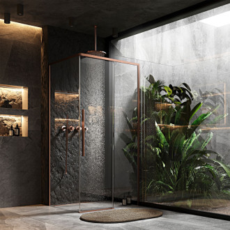 Rea Sprchovací kút REA SOLAR - Copper Brush 100x80 KPL-96016