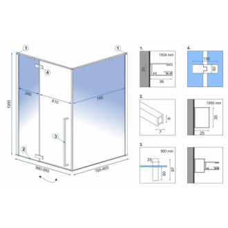 Rea Sprchovací kút Fargo - matná čierna 80x100 KPL-K4906