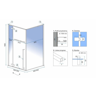 Rea Sprchovací kút FARGO 90x90 - zlatý KPL-K4903