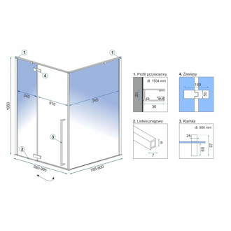 Rea Sprchovací kút REA FARGO 80x100 - zlatý KPL-K4907
