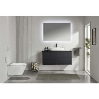 CERANO - Kúpeľňová skrinka pod umývadlo s úchytkou/doskou pod umývadlo Velora - 36 mm - čierna matná, čierna úchytka - 138x53x45, 2 cm