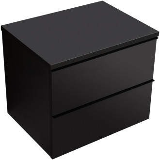 CERANO - Kúpeľňová skrinka Velora - čierna matná, úchytka čierna + doska pod umývadlo Navira Pro - 36 mm - 70x56, 6x46, 5 cm