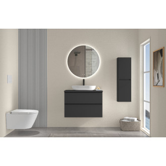 CERANO - Kúpeľňová skrinka pod umývadlo s úchytkou/doskou pod umývadlo Velora - 36 mm - čierna matná, čierna úchytka - 69x53x46 cm