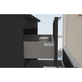 CERANO - Kúpeľňová skrinka pod umývadlo s úchytkou/doskou pod umývadlo Velora - 36 mm - čierna matná, chrómová úchytka - 158x53x45, 2 cm