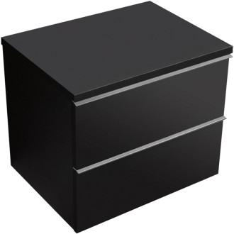 CERANO - Kúpeľňová skrinka Velora - čierna matná, úchytka chróm + doska pod umývadlo Navira Pro - 36 mm - 70x56,6x46,5 cm