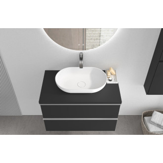 CERANO - Kúpeľňová skrinka pod umývadlo s úchytkou/doskou pod umývadlo Velora - 36 mm - čierna matná, chrómová úchytka - 69x53x46 cm