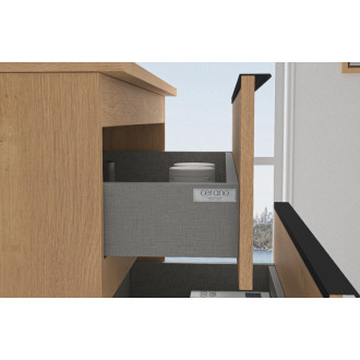 CERANO - Kúpeľňová skrinka pod umývadlo s úchytkou/doskou pod umývadlo Velora - 36 mm - dub medový, čierna úchytka - 158x53x45, 2 cm