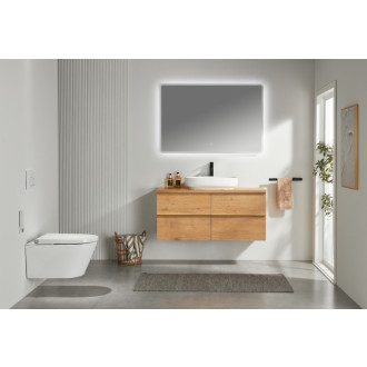 CERANO - Kúpeľňová skrinka pod umývadlo s úchytkou/doskou pod umývadlo Velora - 36 mm - dub medový, zlatá úchytka - 158x53x45, 2 cm