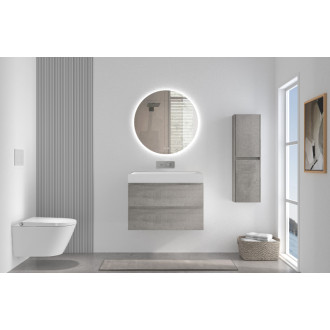 CERANO - Kúpeľňová skrinka Carole - betónovo šedá + umývadlo z lit. mramoru Vita - biela lesklá - 70x58x46 cm