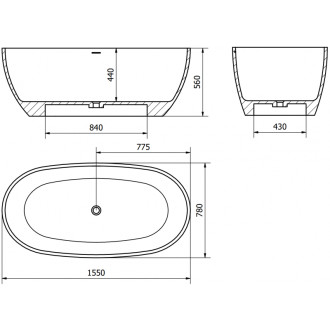 Voľne stojaca vaňa Mexen Torino z konglomerátu 175 x 78 cm, matný betón - 57271757861