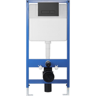 CERANO - Kompletný podomietkový WC set Lite/Verde - biela matná - WC tlačidlo Slim, čierne matné - predstenová inštalácia / sadrokartón - 49x36 cm