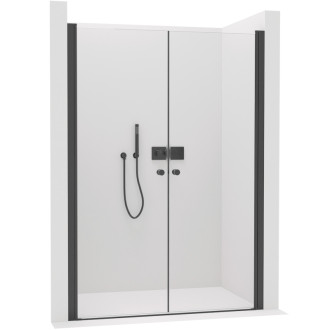 CERANO - Sprchové 2-krídlové dvere Antelo L/P - 6 mm - čierna matná, transparentné sklo - 220x190 cm