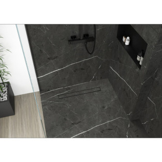 CERANO - Sprchový odtokový žľab, sifón otočný 360 ° - dizajn 2v1 - nerez - DN40 - čierna matná - 114 cm