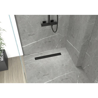 CERANO - Sprchový odtokový žľab, sifón otočný 360 ° - dizajn 2v1 - nerez - DN40 - čierna matná - 114 cm