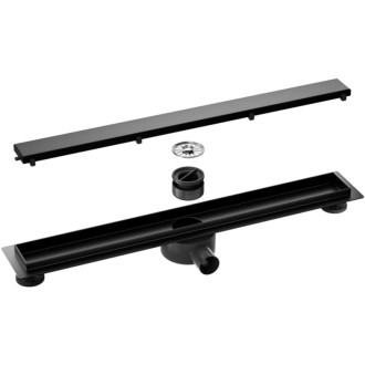 CERANO - Sprchový odtokový žľab, sifón otočný 360 ° - dizajn 2v1 - nerez - DN40 - čierna matná - 114 cm