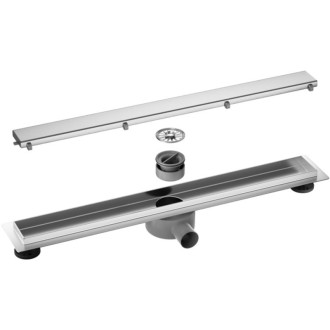 CERANO - Sprchový odtokový žľab, sifón otočný 360 ° - dizajn 2v1 - nerez - DN40 - 124 cm