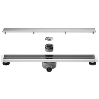 CERANO - Sprchový odtokový žľab, sifón otočný 360 ° - dizajn 2v1 - nerez - DN40 - 124 cm