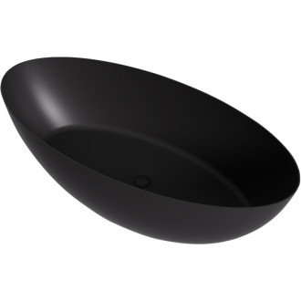 CERANO - Voľne stojaca vaňa z liateho mramoru Emilia - čierna matná - 160x75cm