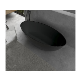 CERANO - Voľne stojaca vaňa z liateho mramoru Emilia - čierna matná - 160x75cm