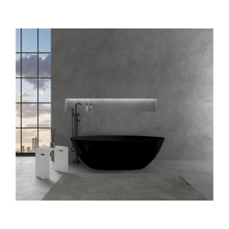 CERANO - Voľne stojaca vaňa z liateho mramoru Emilia - čierna matná - 160x75cm