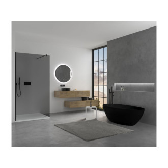 CERANO - Voľne stojaca vaňa z liateho mramoru Emilia - čierna matná - 160x75cm