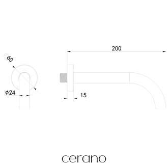 CERANO - Výtoková nástenná hubica - 20 cm - guľatá - čierna matná