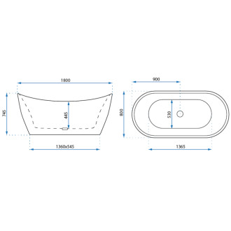 Voľne stojaca vaňa REA FERRANO 180 cm